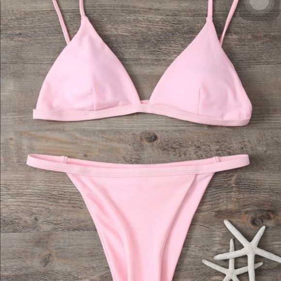 Baby Pink Zaful High Waisted Bikini - Picture 2 of 8
